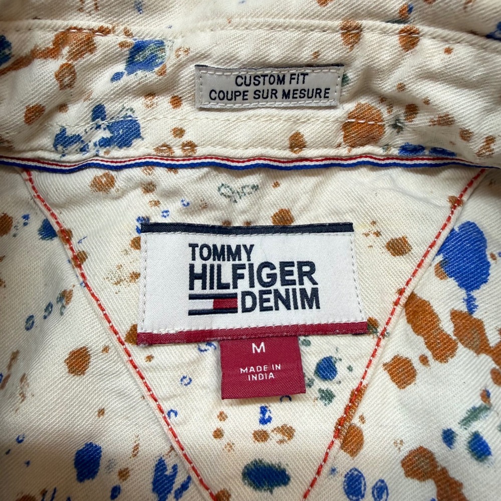 Tommy Hilfiger Denim Mens Medium Paint Splatter Short Sleeve Button Down Shirt - Picture 11 of 13
